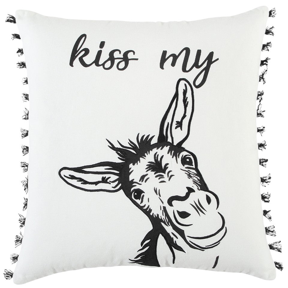 Black and White Humorous Donkey Throw Pillow