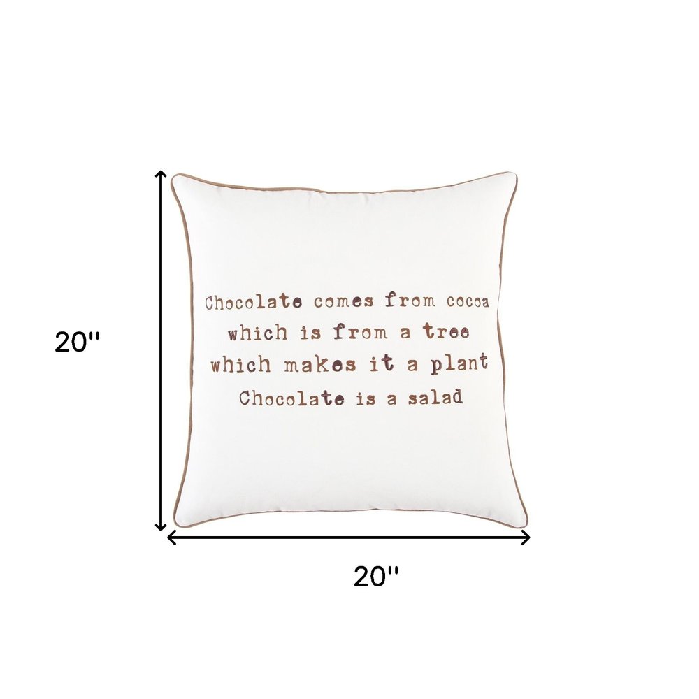 Brown and White Chocolate Is A Salad Throw Pillow