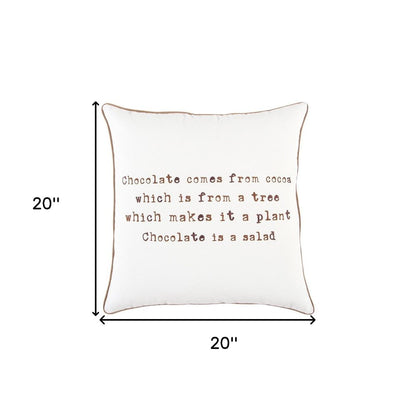 Brown and White Chocolate Is A Salad Throw Pillow