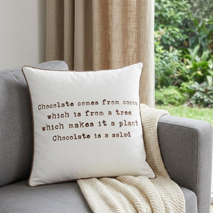 Brown and White Chocolate Is A Salad Throw Pillow