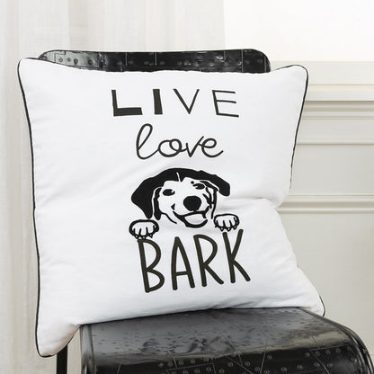 Black and White Live Love Bark Modern Throw Pillow