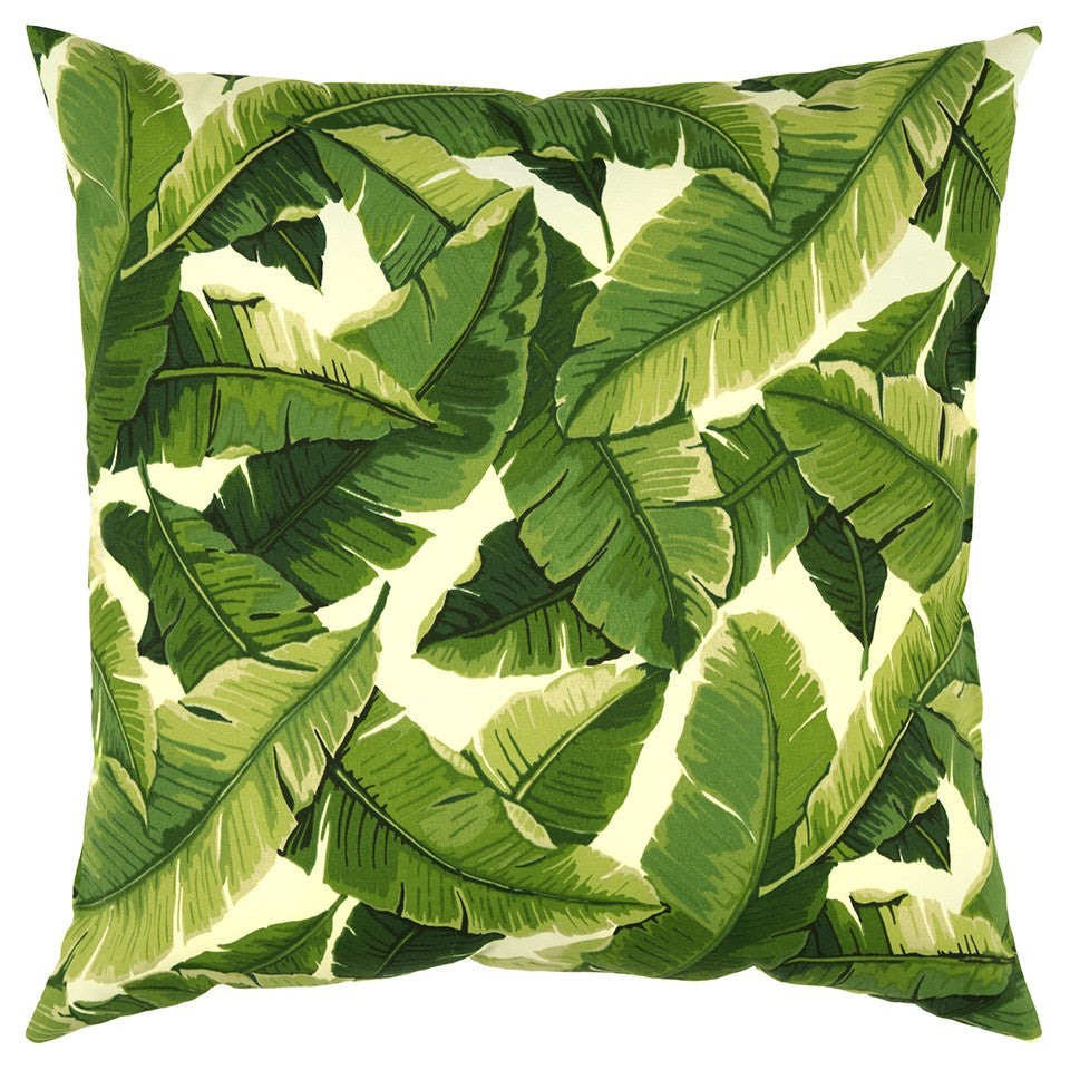 22" Green and White Tropical Indoor Outdoor Throw Pillow