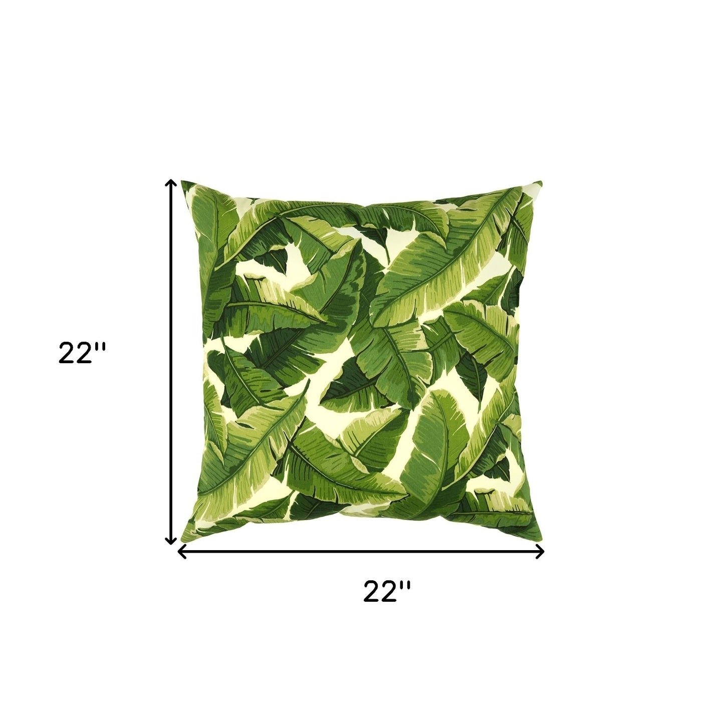 22" Green and White Tropical Indoor Outdoor Throw Pillow