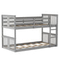 Gray Classic Twin Over Twin Bunk Bed with Ladder
