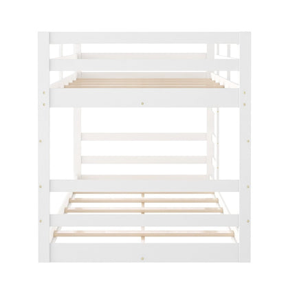 Pastel White Twin Over Twin Dual Ladder Bunk Bed