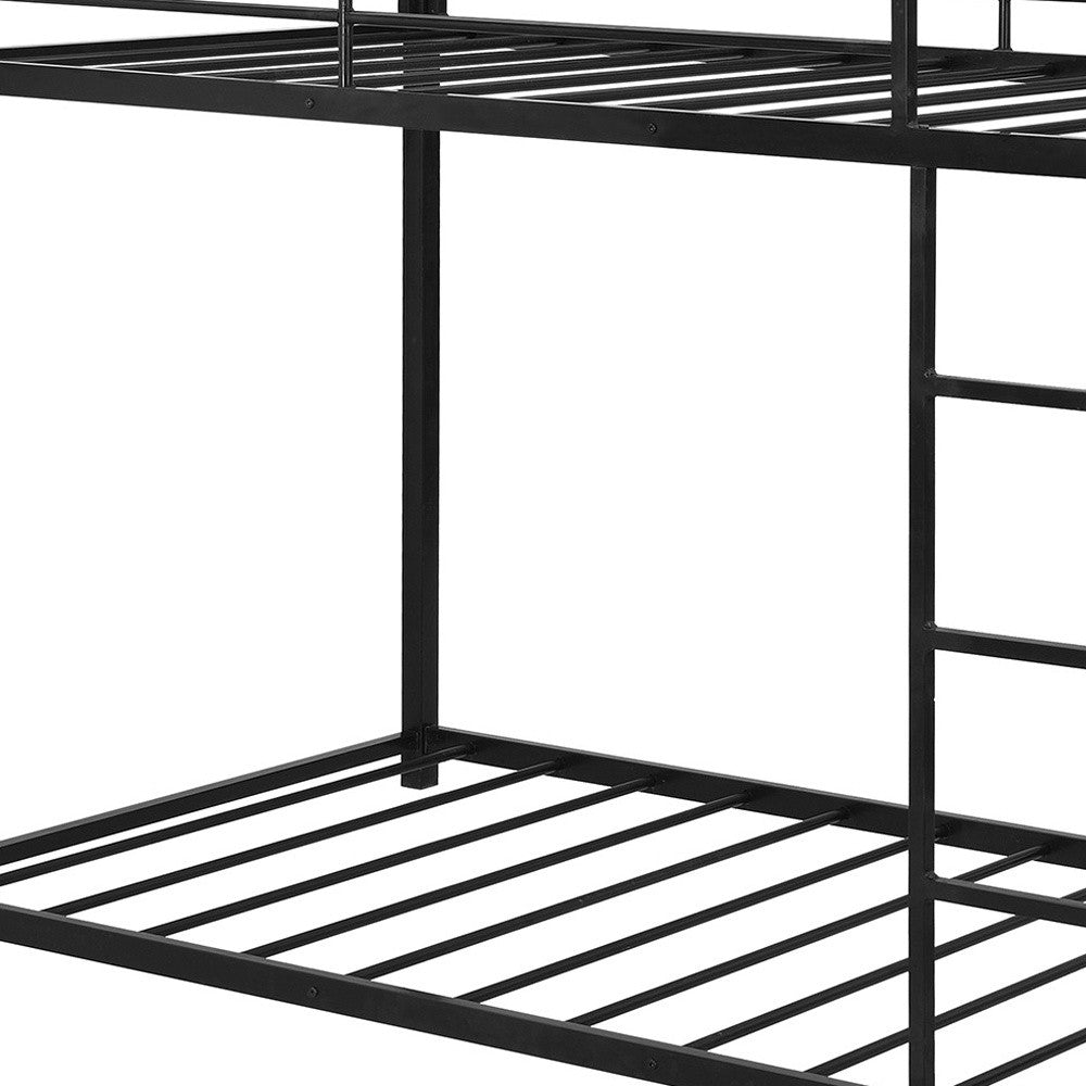 Black Twin Over Twin Metal Low Bunk Bed