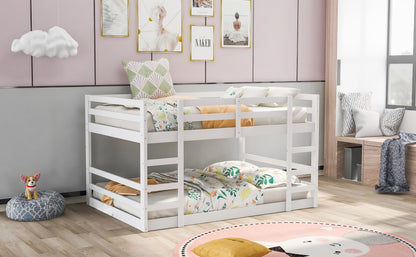 Pastel White Full Over Full Dual Ladder Bunk Bed