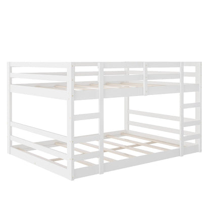 Pastel White Full Over Full Dual Ladder Bunk Bed