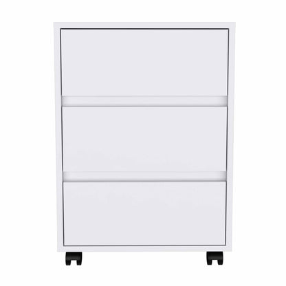 18" White Three Drawer Rolling Cabinet