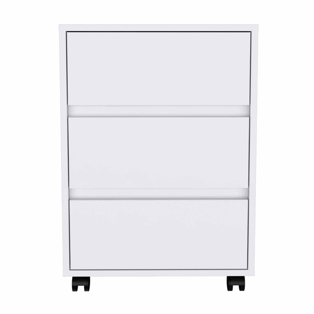18" White Wood Accent Cabinet With Three Drawers