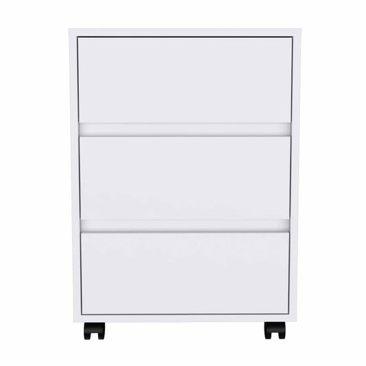 18" White Wood Accent Cabinet With Three Drawers