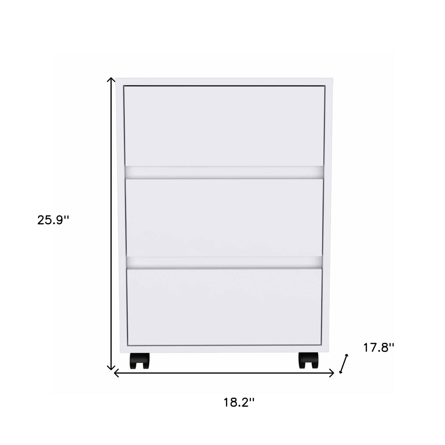 18" White Three Drawer Rolling Cabinet