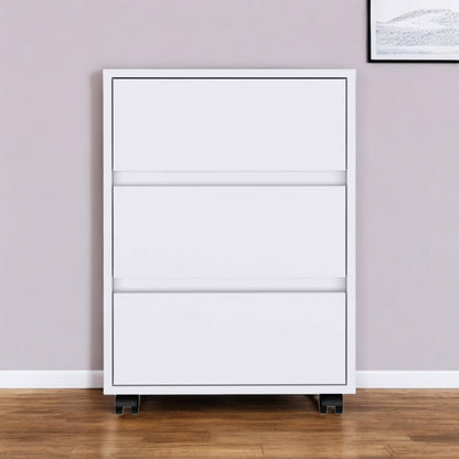 18" White Three Drawer Rolling Cabinet