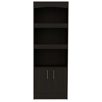 71" Light Gray Three Tier Bookcase with Two doors