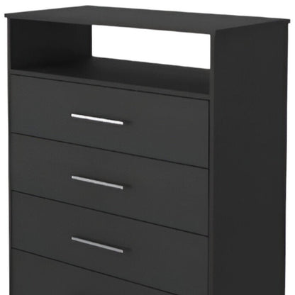 31" Black Wood Four Drawer Dresser