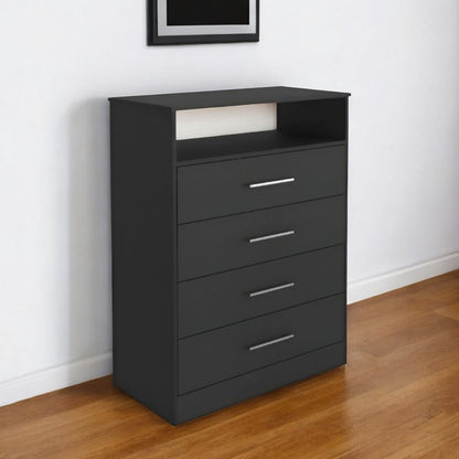 31" Black Four Drawer Vertical Dresser