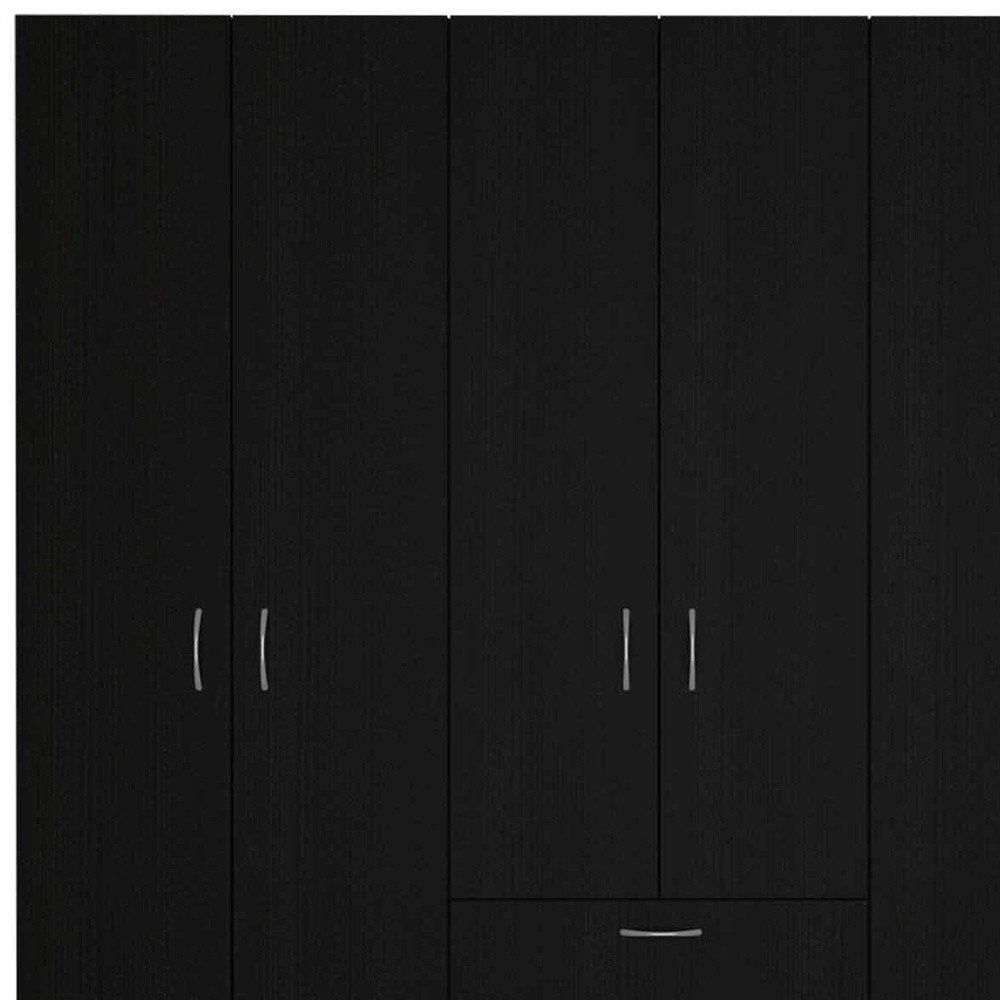 71" Black Wood Six Door Two Drawer Combo Dresser