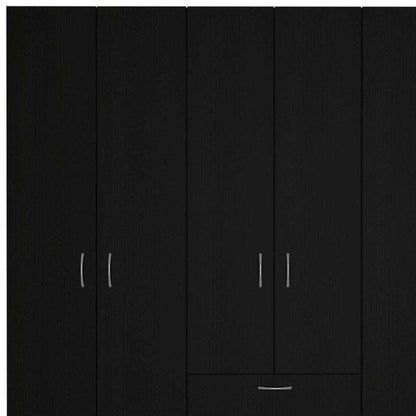 71" Black Wood Six Door Two Drawer Combo Dresser