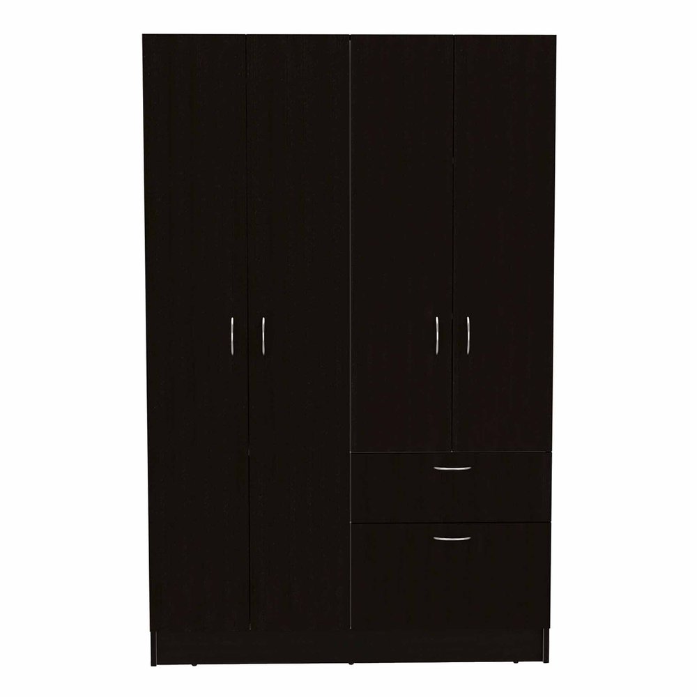67" Black And White Wood Four Door Single Drawer Combo Dresser