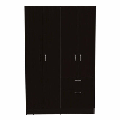 67" Black And White Wood Four Door Single Drawer Combo Dresser