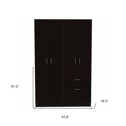 67" Black And White Wood Four Door Single Drawer Combo Dresser