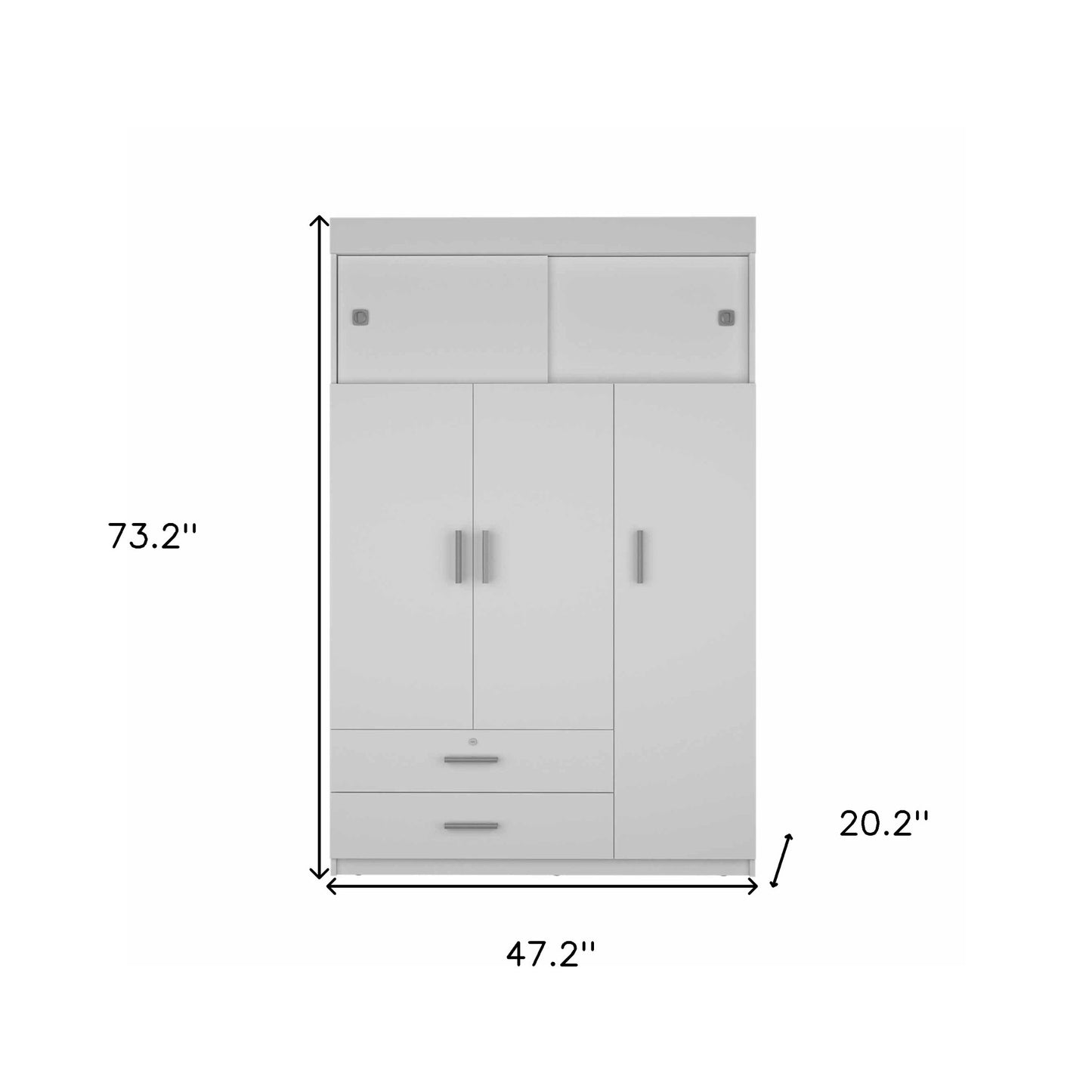 73" White Two Drawer Combo Dresser