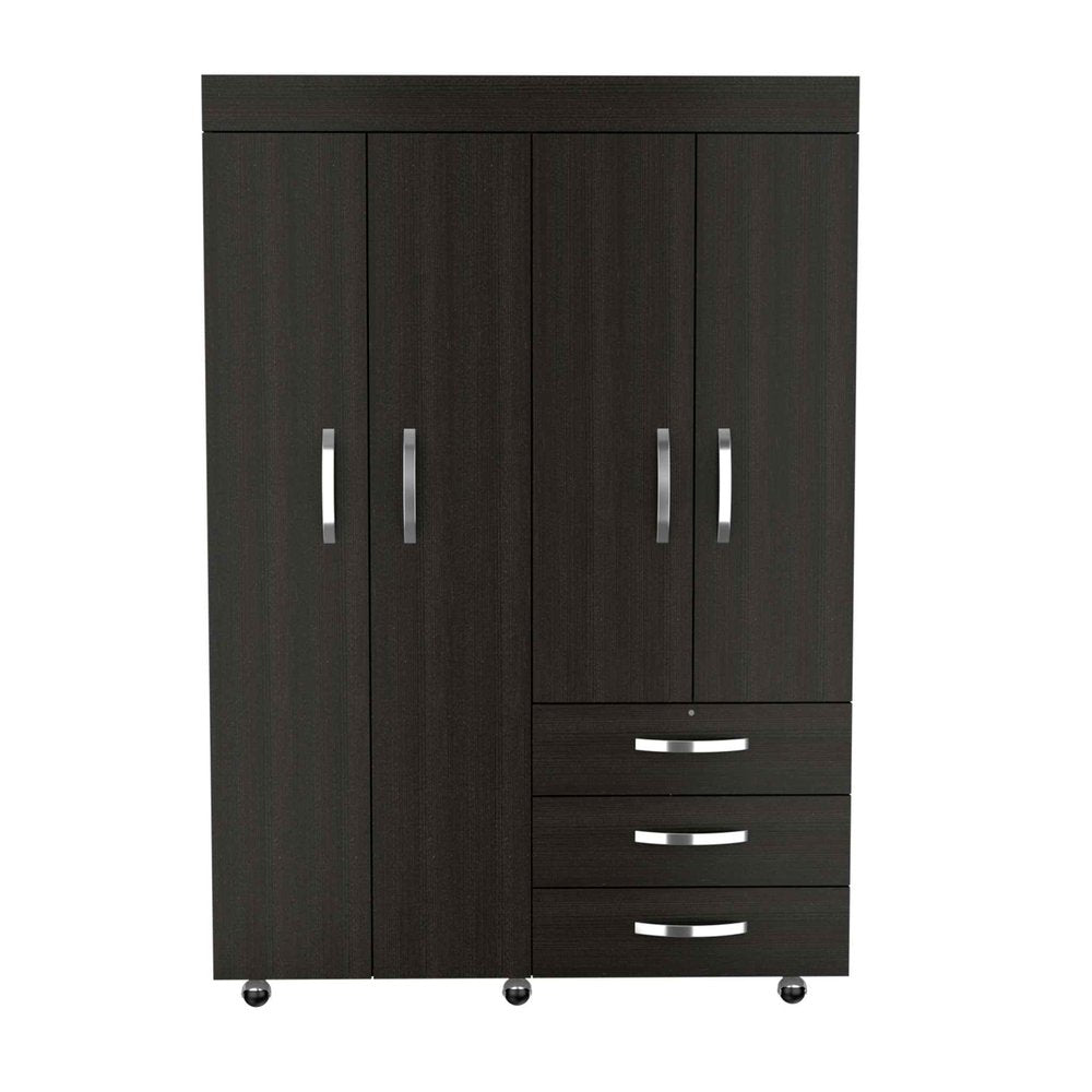 68" Wood Three Drawer Combo Dresser