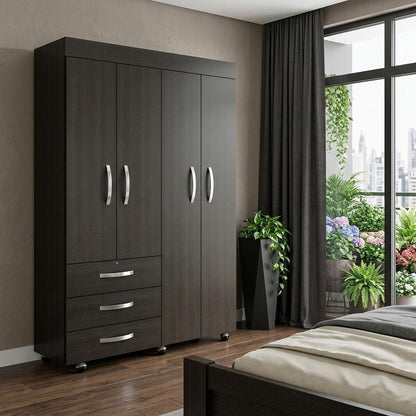 68" Wood Three Drawer Combo Dresser