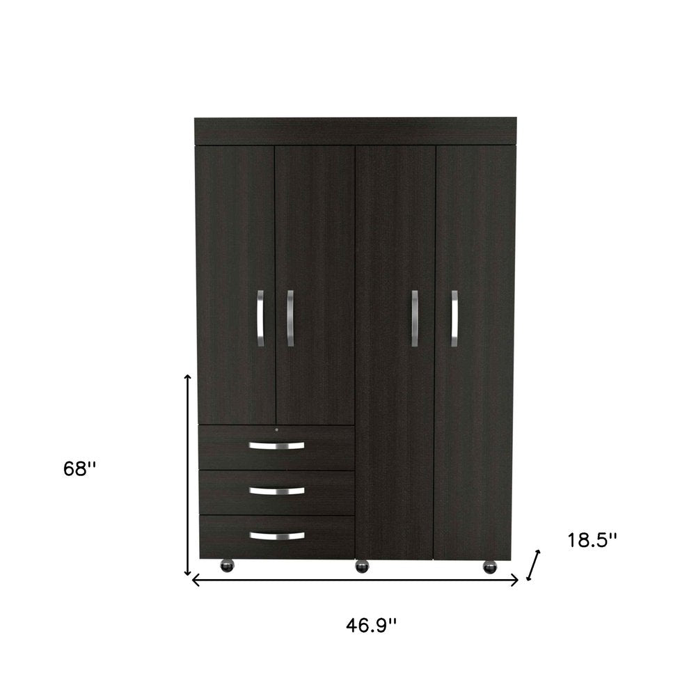 68" Wood Three Drawer Combo Dresser