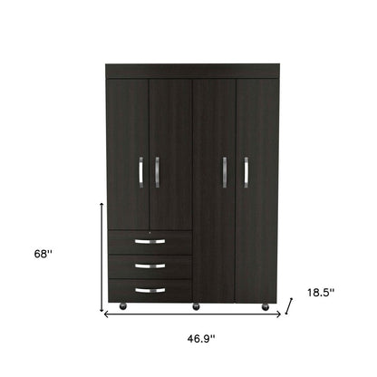 68" Wood Three Drawer Combo Dresser
