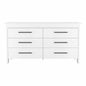 59" White Six Drawer Double Dresser