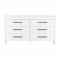 59" White Wood Six Drawer Double Dresser