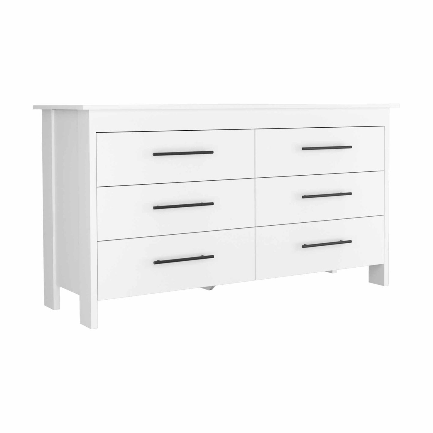 59" White Six Drawer Double Dresser