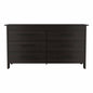 59" Black Wood Six Drawer Double Dresser