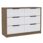 42" Brown And White Wood Four Drawer Dresser