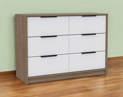 42" Brown and White Four Drawer Dresser