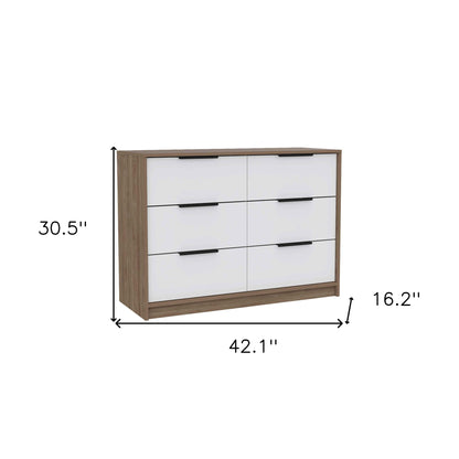 42" Brown and White Four Drawer Dresser