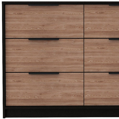 42" Black And Brown Wood Four Drawer Dresser