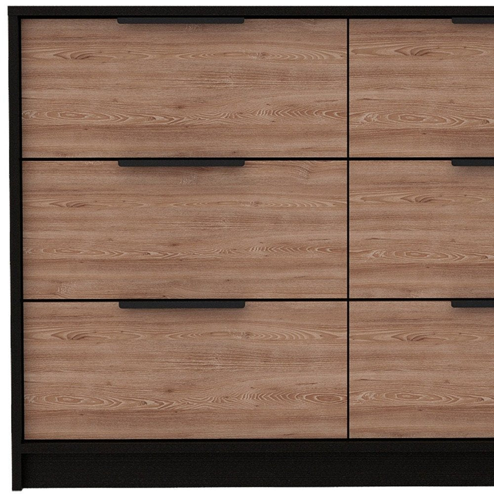 42" Brown And Black Wood Four Drawer Dresser