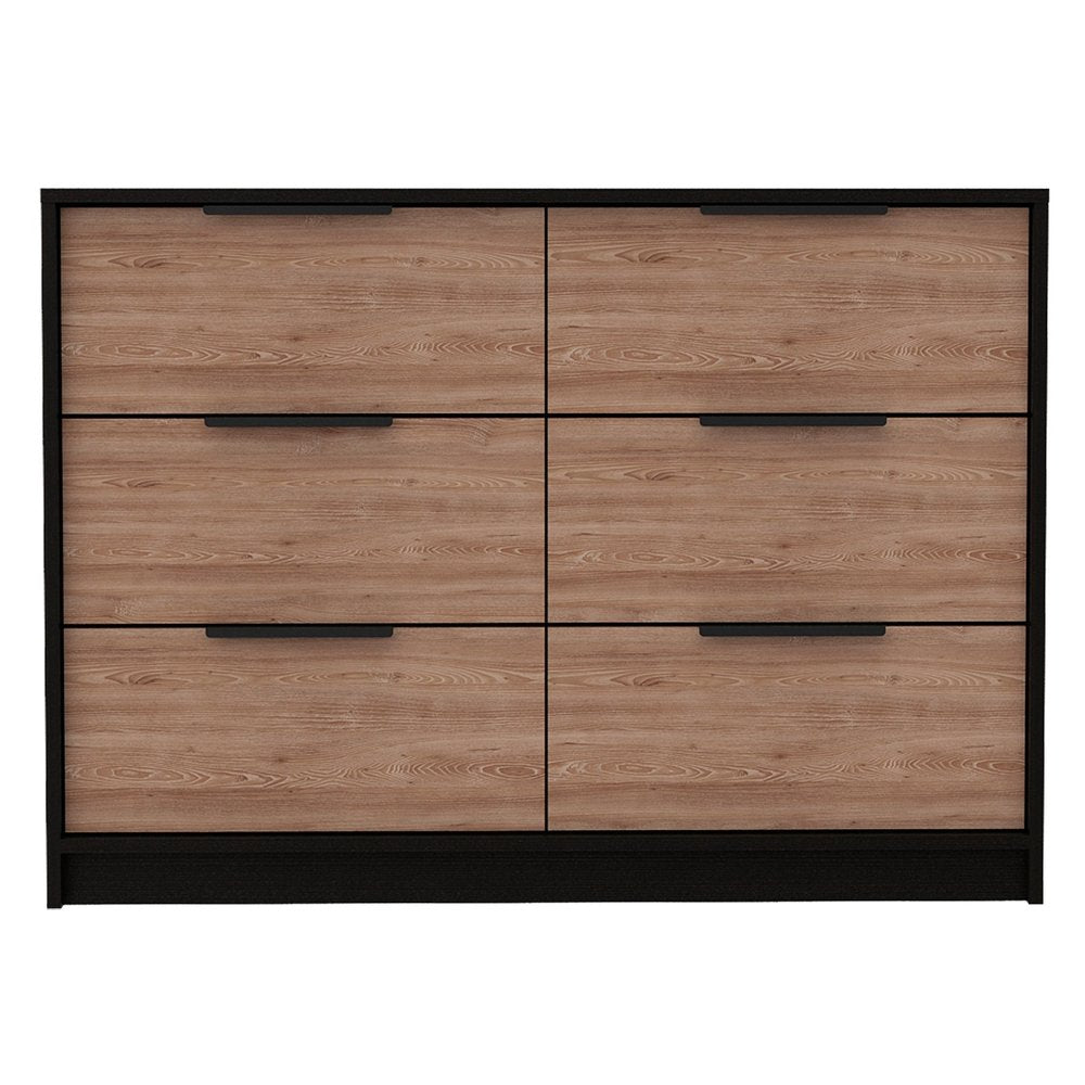 42" Black And Brown Wood Four Drawer Dresser