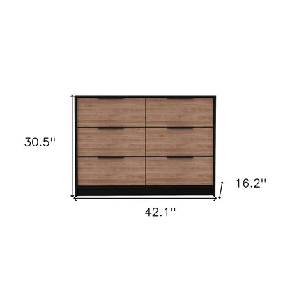 42" Black And Brown Wood Four Drawer Dresser