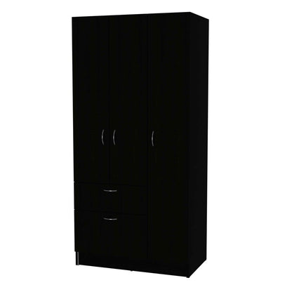67" Black And White Wood Three Door Single Drawer Combo Dresser