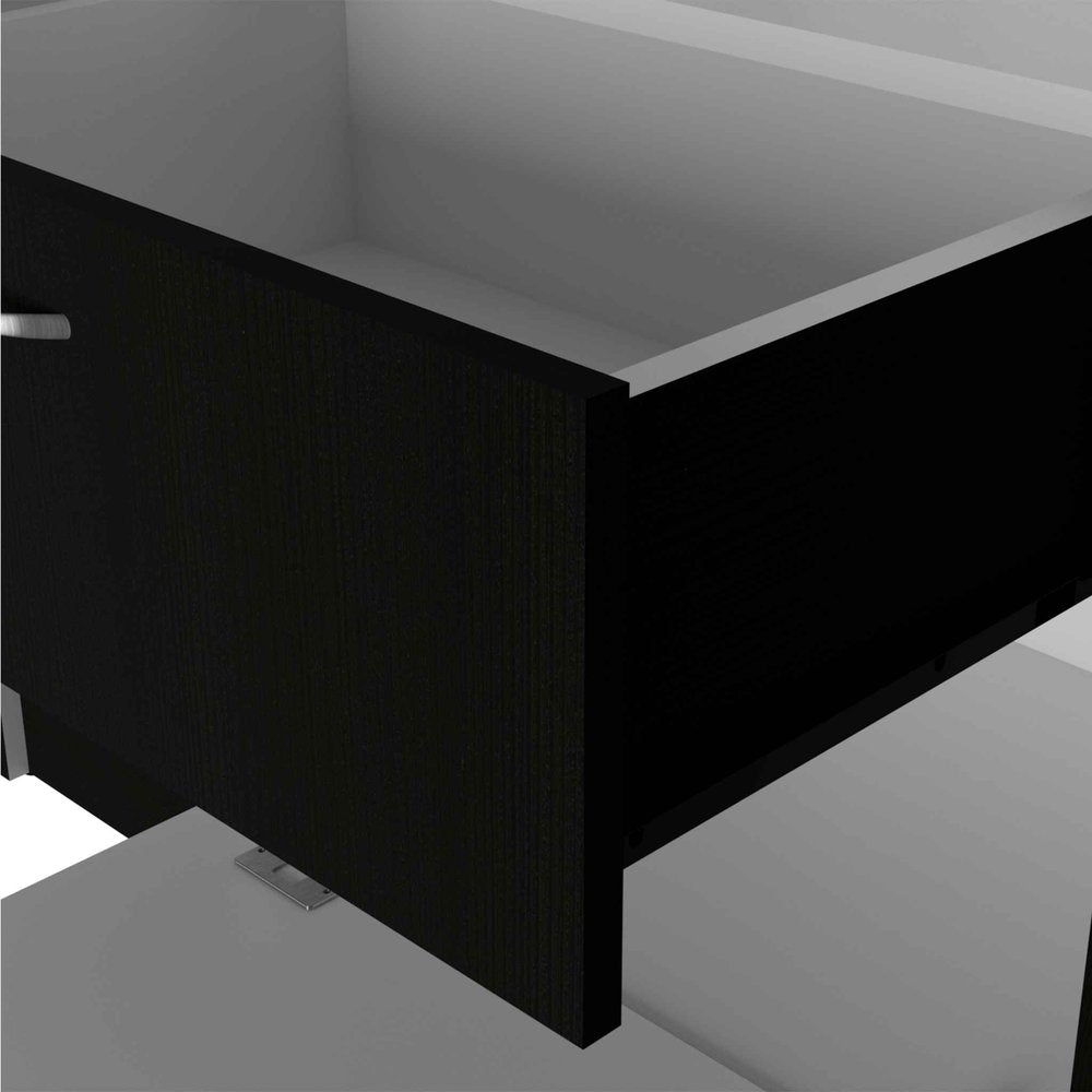 67" Black And White Wood Three Door Single Drawer Combo Dresser