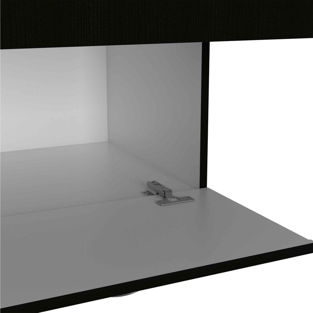 67" Black And White Wood Three Door Single Drawer Combo Dresser