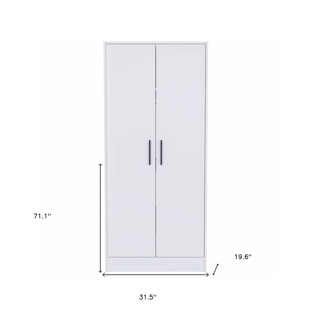 71" White Wood Two Door Single Drawer Combo Dresser