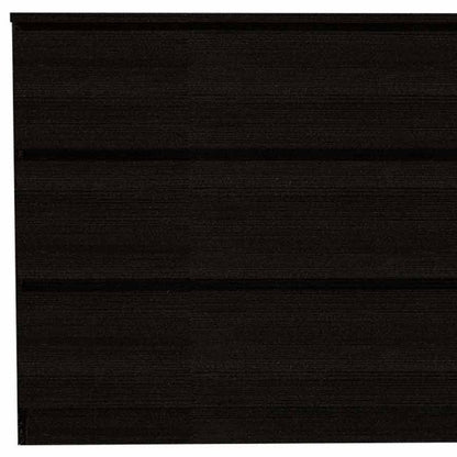 60" Black Wood Six Drawer Double Dresser