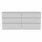 60" White Wood Six Drawer Double Dresser
