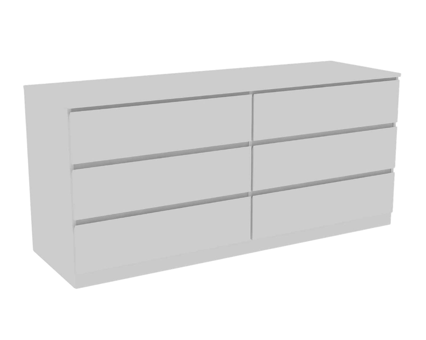 60" White Six Drawer Double Dresser