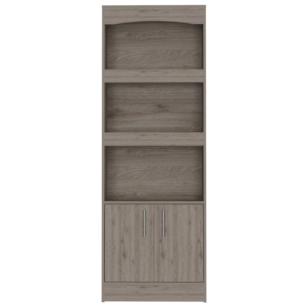 71" Three Tier Bookcase with Two doors