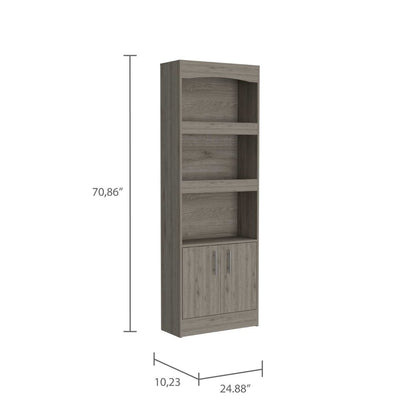 71" Three Tier Bookcase with Two doors